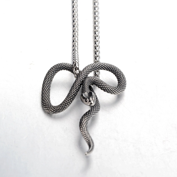 Stainless Steel Snake Python Pendant Necklace