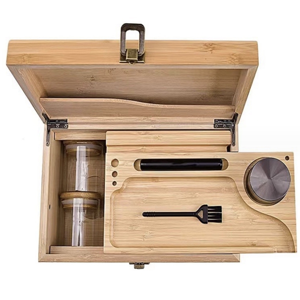 Bamboo Box Medical Wooden Kit Double Layer Storage With Lock