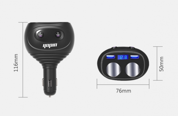 Dual Outputs Car Charger QC3.0 LCD Display