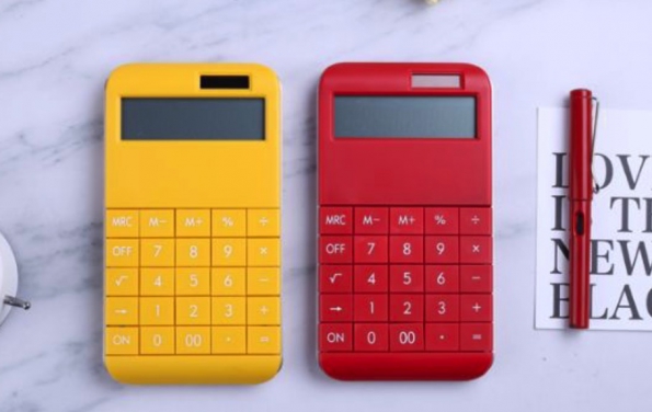 Red Color Desktop Calculator Big Number Design Big Logo Printing Solar Battery Both Power