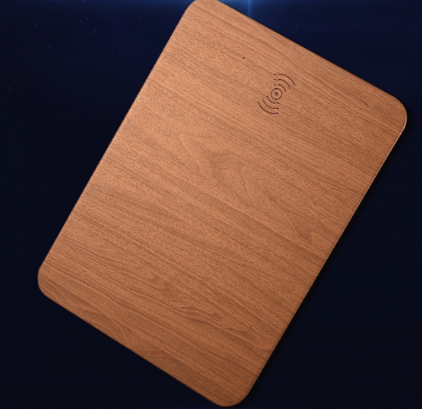 Wood Texture Mouse Pad Wireless Charge Ultra Thin 2in1 QI Desk Mouse Pad