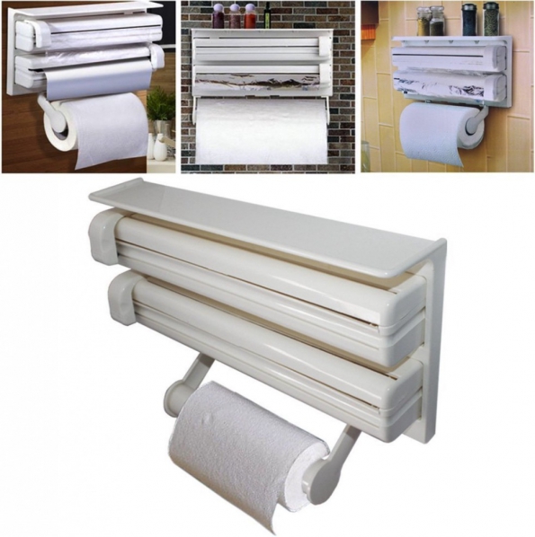 3in1 Paper Dispenser For Kitchen Paper Stand Wrapper Rack