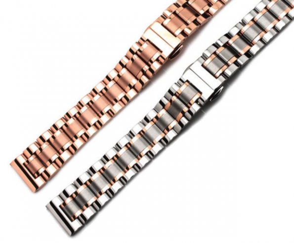 Arc-mouth Connector 5-beads Solid Steel Watch Strap 14 To 24mm