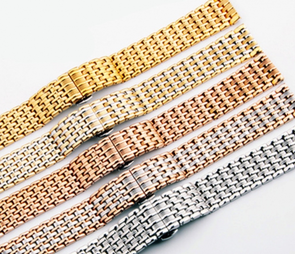 Stainless Steel Watch Strap 9-beads 12 To 22mm And Butterfly Buckle