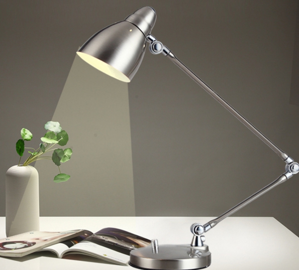 Full Aluminum Materials Design Folding LED Desk Working Lamp E27 Light Stainless Stand Foldable Free