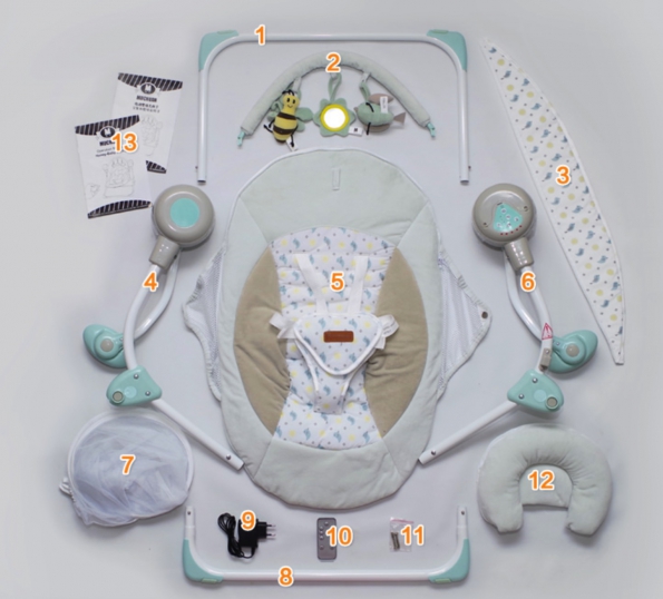 Automatic Swing Baby Bed Remote Control With Bluetooth Speaker TF