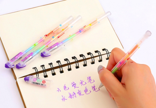 Color Pens DIY Color Paper Pen Set Of 6colors Orange, Yellow, Pink, Green, Blue, Purple.