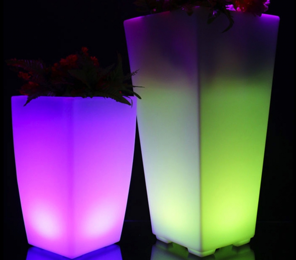 Glowing Led Flower Pots Plant Pots Square Led Illuminated Pots