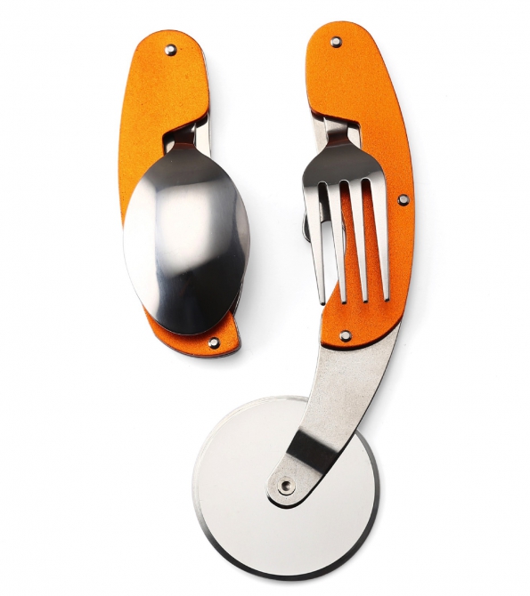 Stainless Steel Multi Functions Pizza Cutter With Tools Of Spoon Fork Knife And Bottle Opener