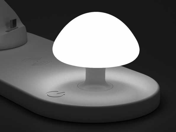 Wireless And Wired Directly Charging Hub Stand With Mushroom LED Night Light