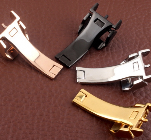 Folding Stainless Steel Watch Buckle Gold, Rose-gold, Silver And Black
