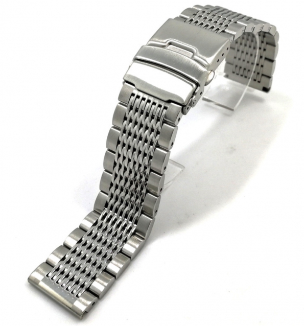 Solid Steel 15 Beads 20 22 24mm Stainless Steel Watch Strap