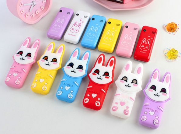 Cute Kids Phone Rabbit Look Dual Sim Small Cell Phone