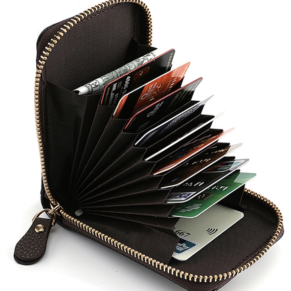 Multiple Cards Holder Leather Large Capacity Cards Places Mini RFID Wallet