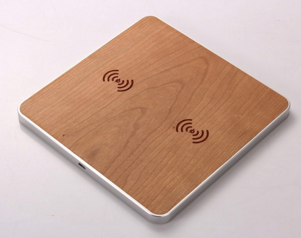 Dual Wireless Charger Pad Wooden Pad Alloy Case OEM