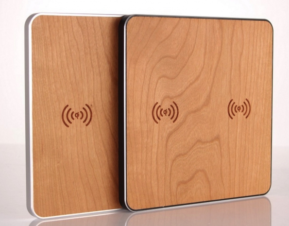 Dual Wireless Charger Pad Wooden Pad Alloy Case OEM